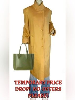 VINTAGE 1990'S ASHLEY SCOTT DARK MUSTARD YELLOW WOOL OVERCOAT (XL)